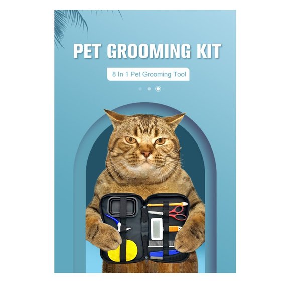 Pet Grooming Kit 8-piece Brushes, clippers, scissors etc. for dogs and cats - Picture 4 of 11